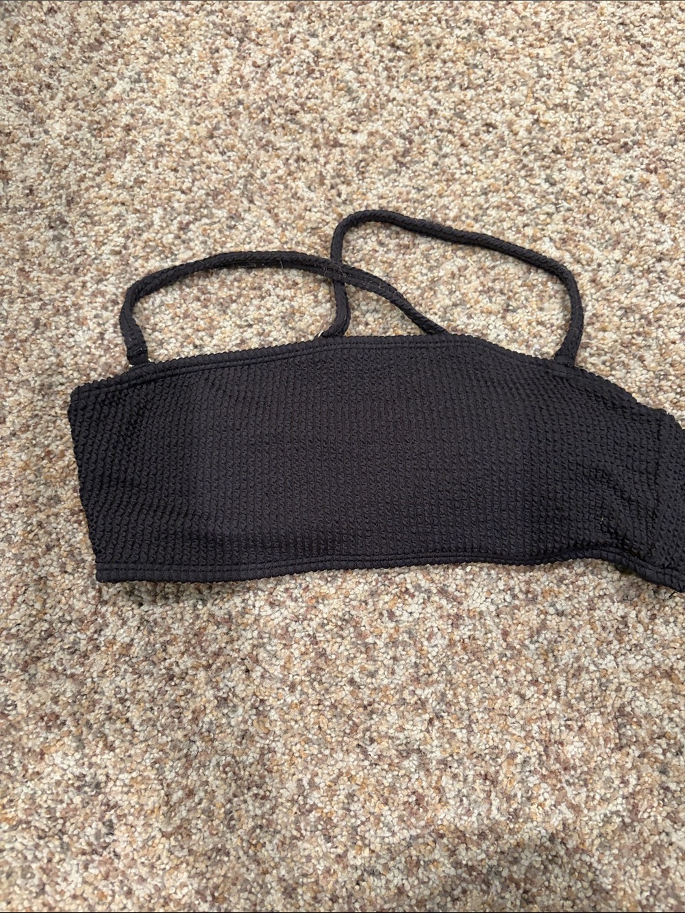 Black Textured Bandeau Bikini Top - Women Swim Bikini